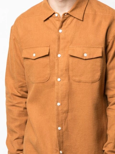 Shop Julien David Asymmetric Hem Shirt In Brown