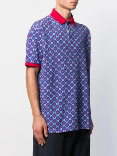 Shop Gucci Gg Pattern Polo Shirt In 9745 Blue