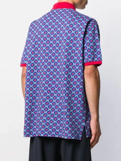 Shop Gucci Gg Pattern Polo Shirt In 9745 Blue