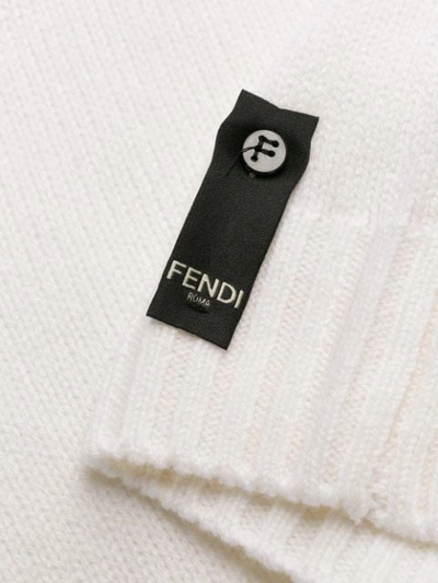 Shop Fendi Karligraphy Knitted Crew Neck Sweater In White