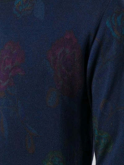 Shop Etro Wollpullover Mit Blumen-print In Blue