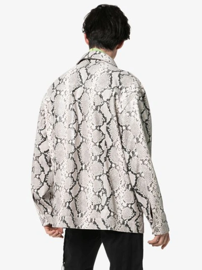Shop Alyx Snakeskin Embossed Leather Jacket In Grey