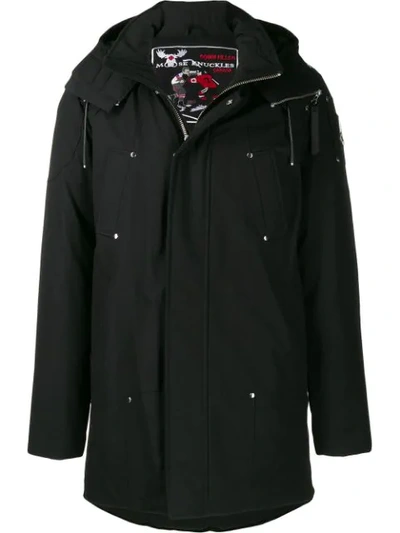 Shop Moose Knuckles Padded Hooded Coat In Black