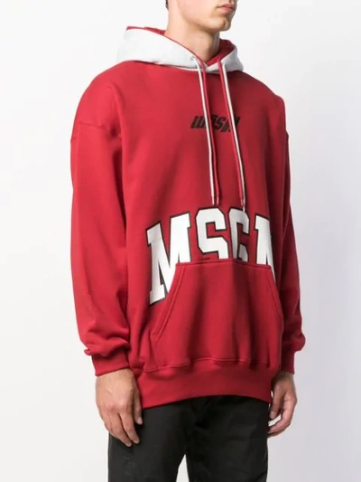 Shop Msgm Logo Printed Hoodie In Red