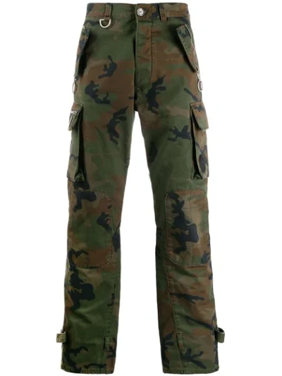 Shop Off-white Camouflage Cargo Trousers In Green
