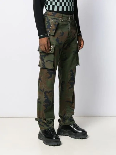 Shop Off-white Camouflage Cargo Trousers In Green