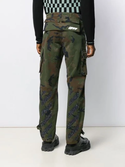 Shop Off-white Camouflage Cargo Trousers In Green