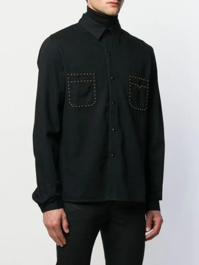 Shop Saint Laurent Studded Long-sleeved Shirt In Black