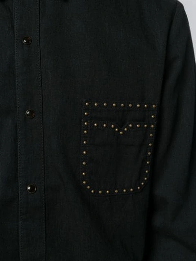 Shop Saint Laurent Studded Long-sleeved Shirt In Black
