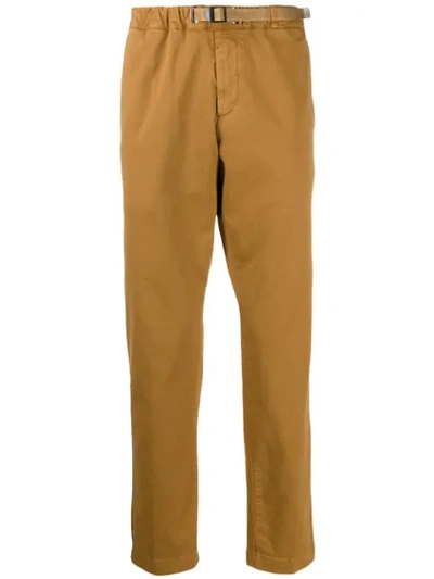 Shop White Sand Adjustable Waist Trousers In Brown