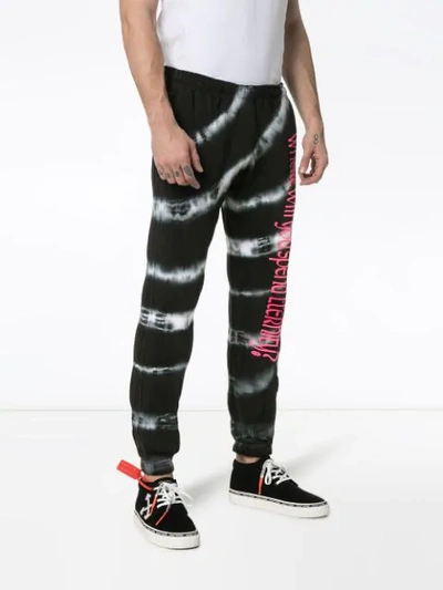 Shop Ashley Williams Tie Dye Slogan Print Cotton Track Pants In Black