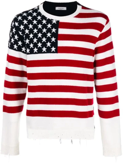 Shop Valentino Flag Knit Jumper In Red