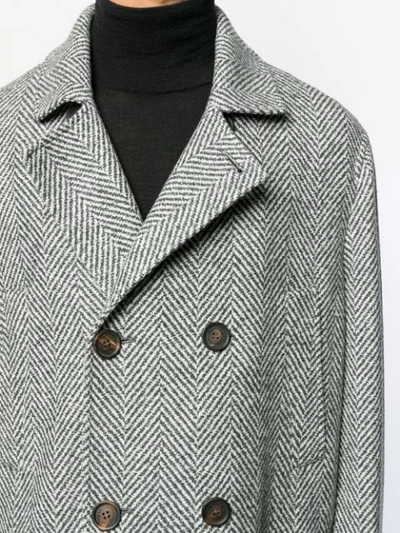 BRUNELLO CUCINELLI PRINTED DOUBLE-BREASTED COAT - 灰色