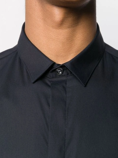 Shop Emporio Armani Cotton Blend Shirt In Blue