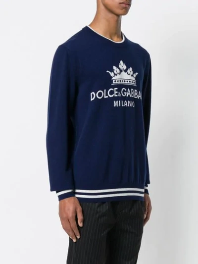 Shop Dolce & Gabbana Crown Logo Jumper - Blue