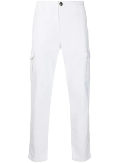 Shop Eleventy Cargo Pocket Trousers In White