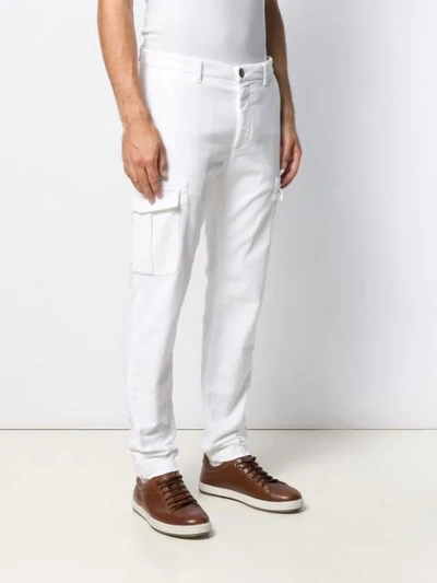 Shop Eleventy Cargo Pocket Trousers In White