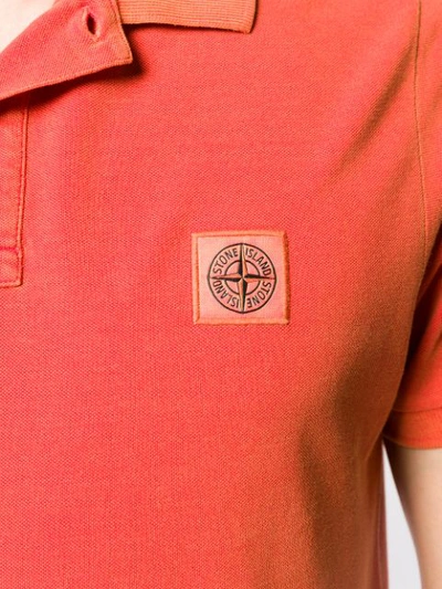 Shop Stone Island Logo Patch Polo Shirt In Red