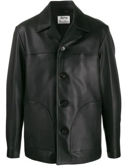 Shop Acne Studios Straight Leather Jacket In Black