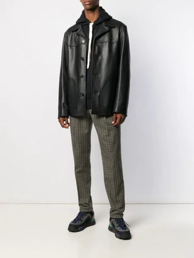 Shop Acne Studios Straight Leather Jacket In Black
