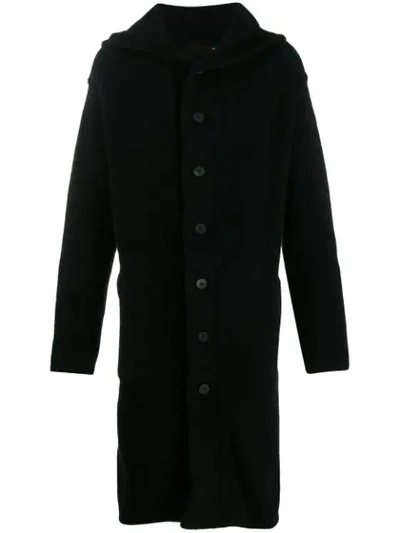 Shop Isabel Benenato Single-breasted Hooded Coat In Black