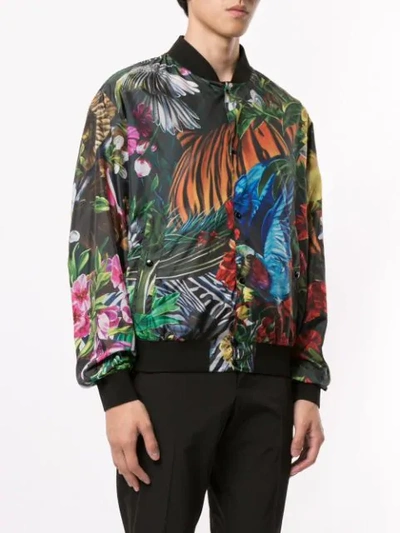 Shop Roberto Cavalli Paradise Found Print Bomber Jacket In Yellow