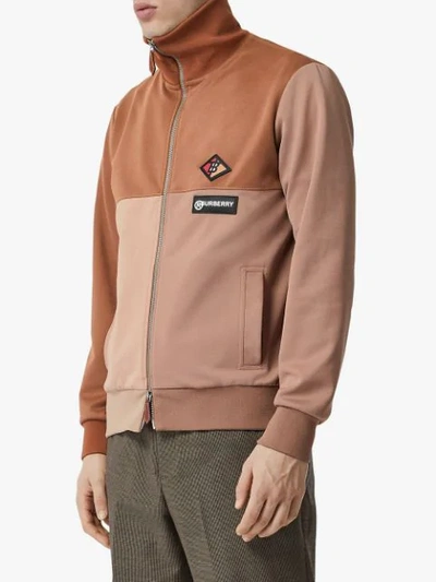 Shop Burberry Colour-block Track Top In Brown