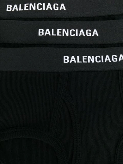 Shop Balenciaga Ribbed Logo Briefs Set In Black