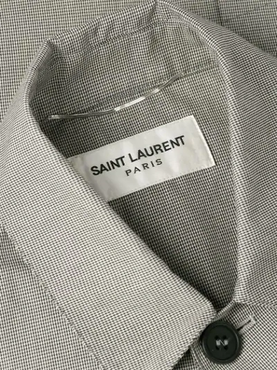 Shop Saint Laurent Micro Check Print Trench In Black