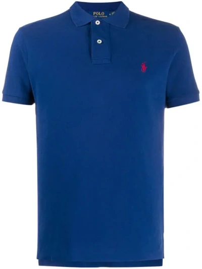 Shop Polo Ralph Lauren Embroidered Logo Polo Top In Blue