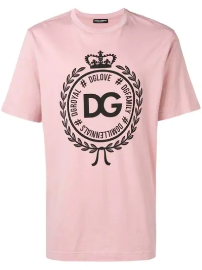 Shop Dolce & Gabbana Crest Crown Logo T In Pink