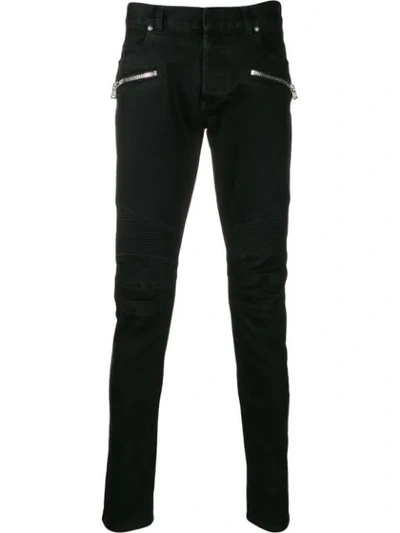 Shop Balmain Slim Fit Panelled Jeans In Black