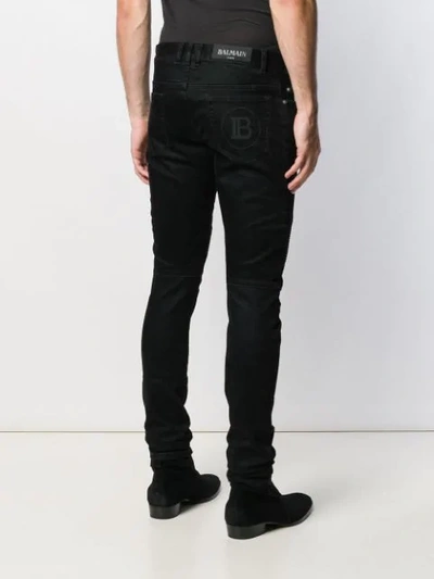 Shop Balmain Slim Fit Panelled Jeans In Black