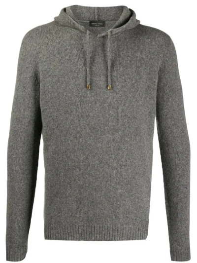 Shop Roberto Collina Drawstring Hooded Sweater In Grey