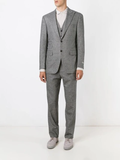 Shop Canali Three Piece Suit In Grey