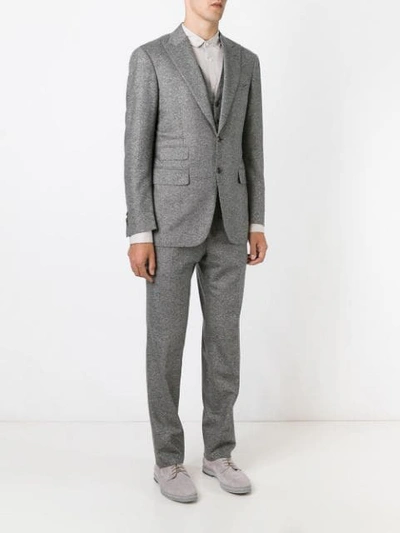 Shop Canali Three Piece Suit In Grey