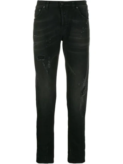 Shop Dondup Distressed Straight Jeans In Black