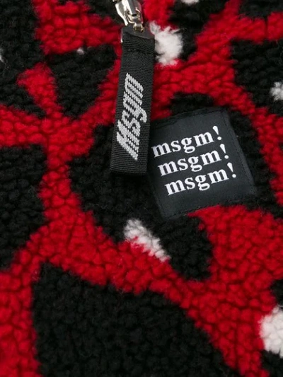 Msgm Shearling Jacket In Red