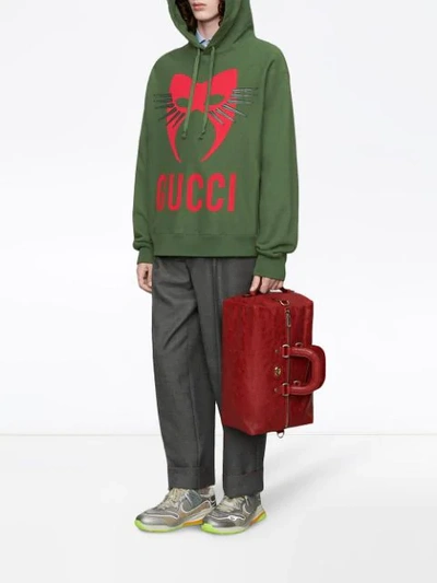 Shop Gucci Manifesto Oversized Hoodie In Green