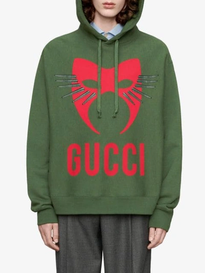 Shop Gucci Manifesto Oversized Hoodie In Green