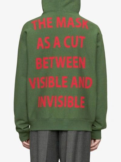 Shop Gucci Manifesto Oversized Hoodie In Green