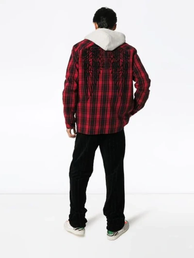 Shop Marcelo Burlon County Of Milan Heart Wings Checked Shirt In Red