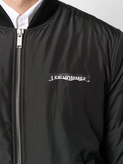 Shop Les Hommes Logo Patch Bomber Jacket In Black