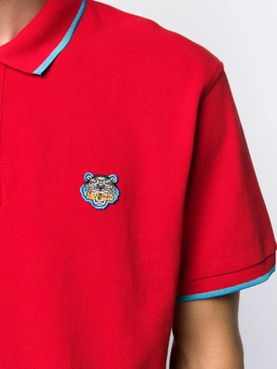 Shop Kenzo Tiger Embroidery Polo Shirt In Red