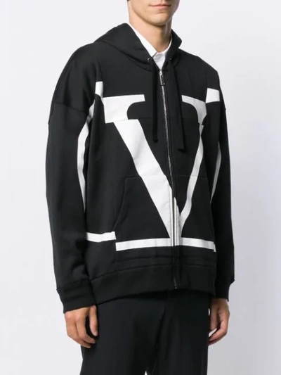 Shop Valentino Vlogo Hooded Jacket In Black