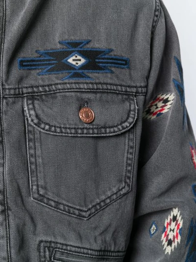 Shop Isabel Marant Embroidered Denim Jacket In Black