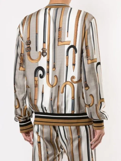 Shop Dolce & Gabbana Walking Stick Print Silk Sweatshirt In Brown