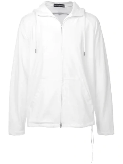 Shop Mastermind Japan Rear Logo Print Zip Hoodie In White