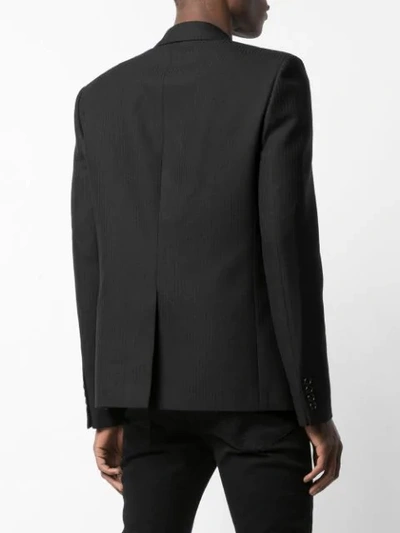 Saint Laurent Single-breasted Striped Wool Blazer In Black