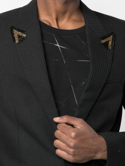 Saint Laurent Single-breasted Striped Wool Blazer In Black